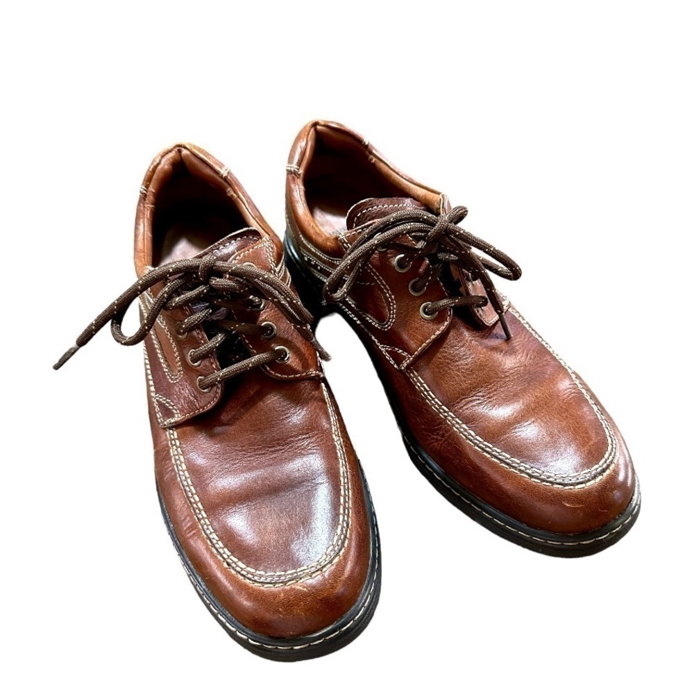JOHNSTON & MURPHY, MENS, COLVARD MOC TOE, MAHOGANY SHOES. SIZE 8M